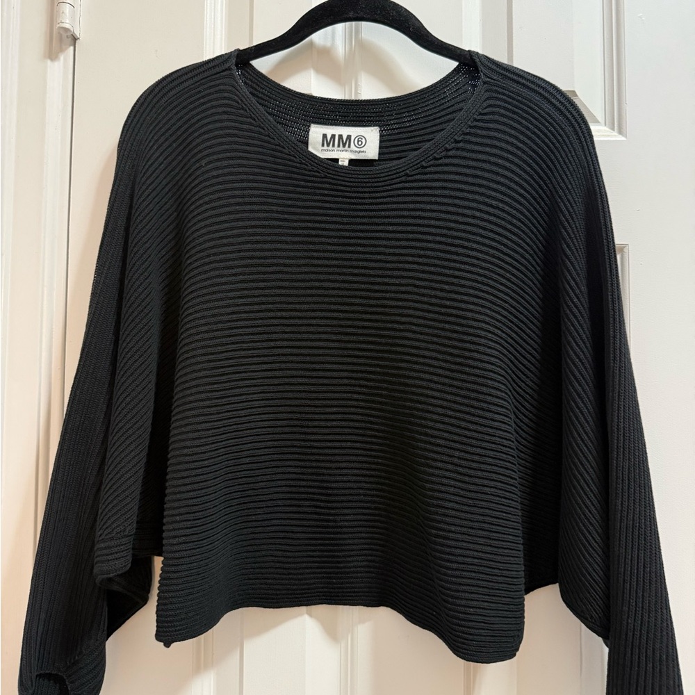 Maison Martin Margiela Black Ribbed Knit Top